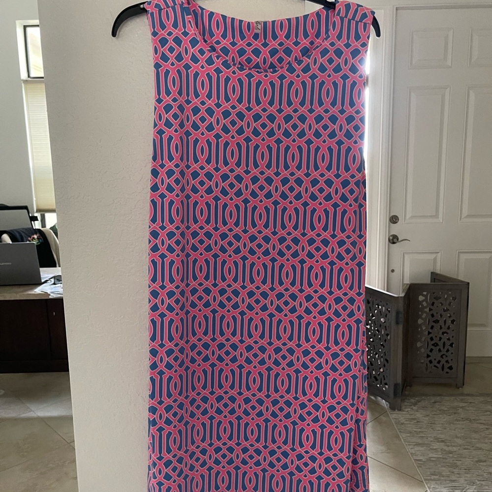 Lulu-B Pink and Blue Geometric Maxi Dress